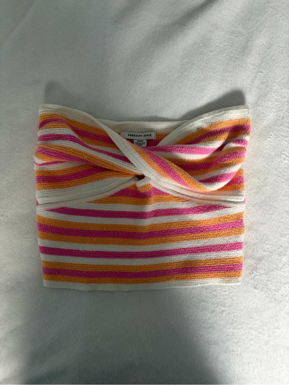 American Eagle Pink & Orange Striped Twist-Front Tube Top